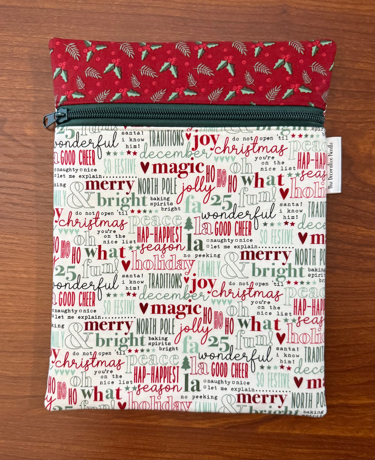 Evergreen Wishes Typography Skinny project bag for cross stitch & embroidery