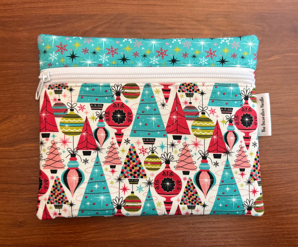 Bright Deck the Halls Christmas Notions bag for cross stitch & embroidery