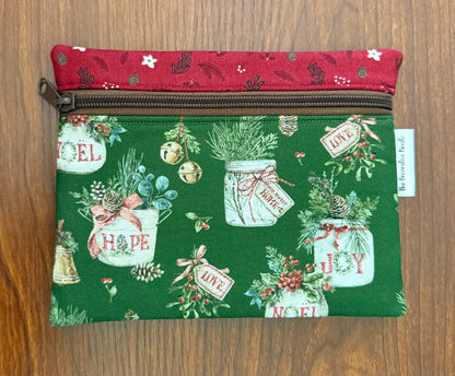 Holiday Spirit Greenery Notions bag for cross stitch & embroidery