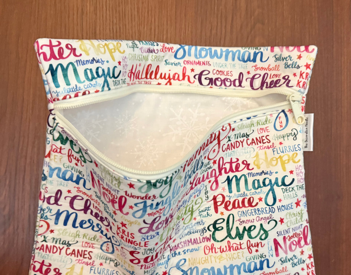 Christmas and Winter Typography Regular project bag for cross stitch & embroidery