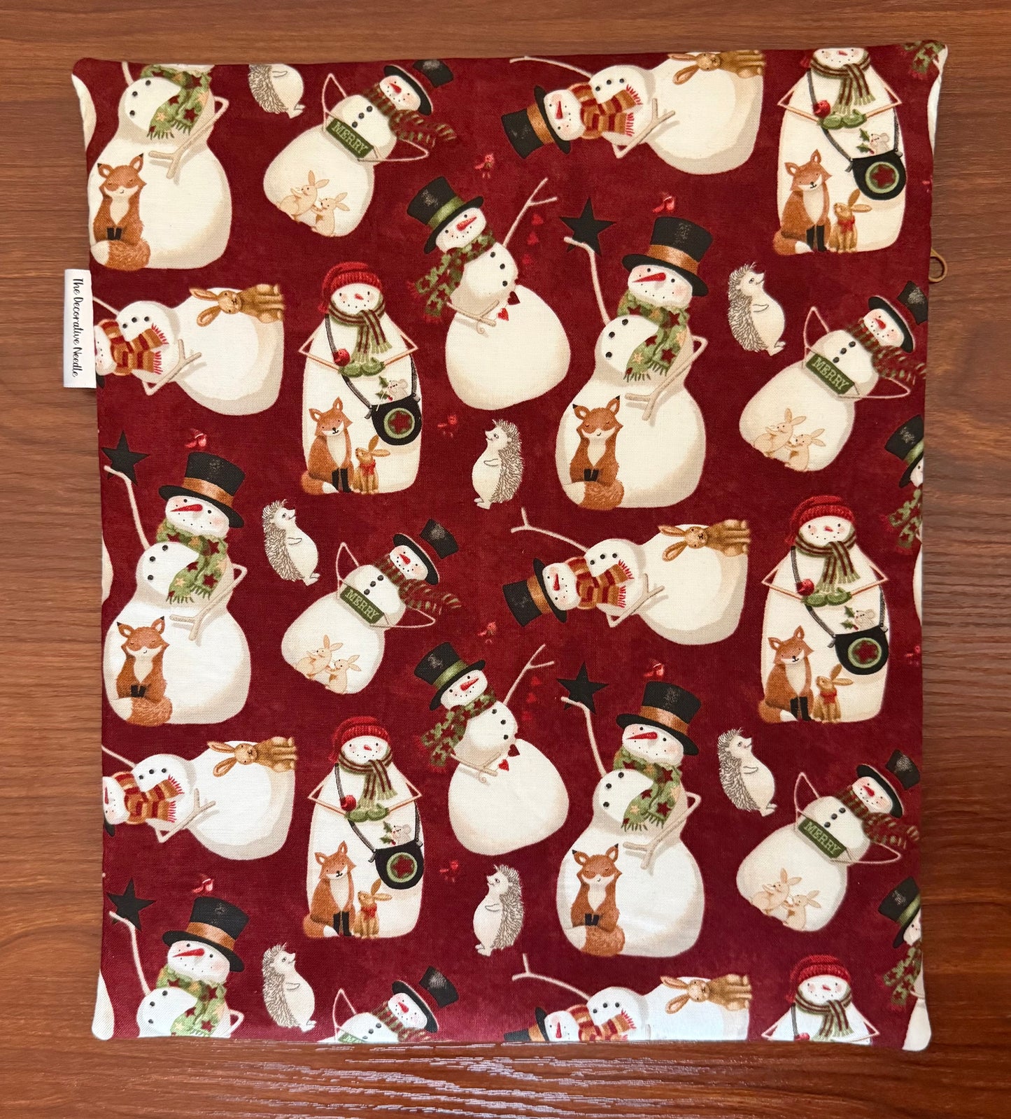 Northern Christmas Snowmen Large project bag for cross stitch & embroidery featuring fabric by Teresa Kogut
