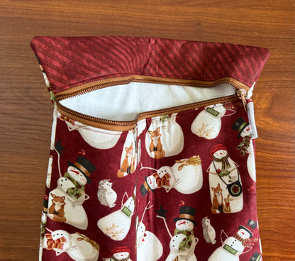 Northern Christmas Snowmen Large project bag for cross stitch & embroidery featuring fabric by Teresa Kogut
