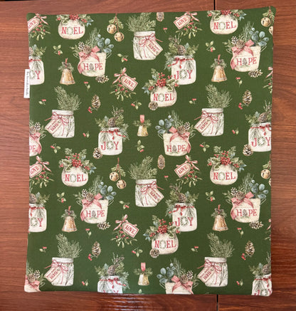 Holiday Spirit Greenery Tall project bag for cross stitch & embroidery