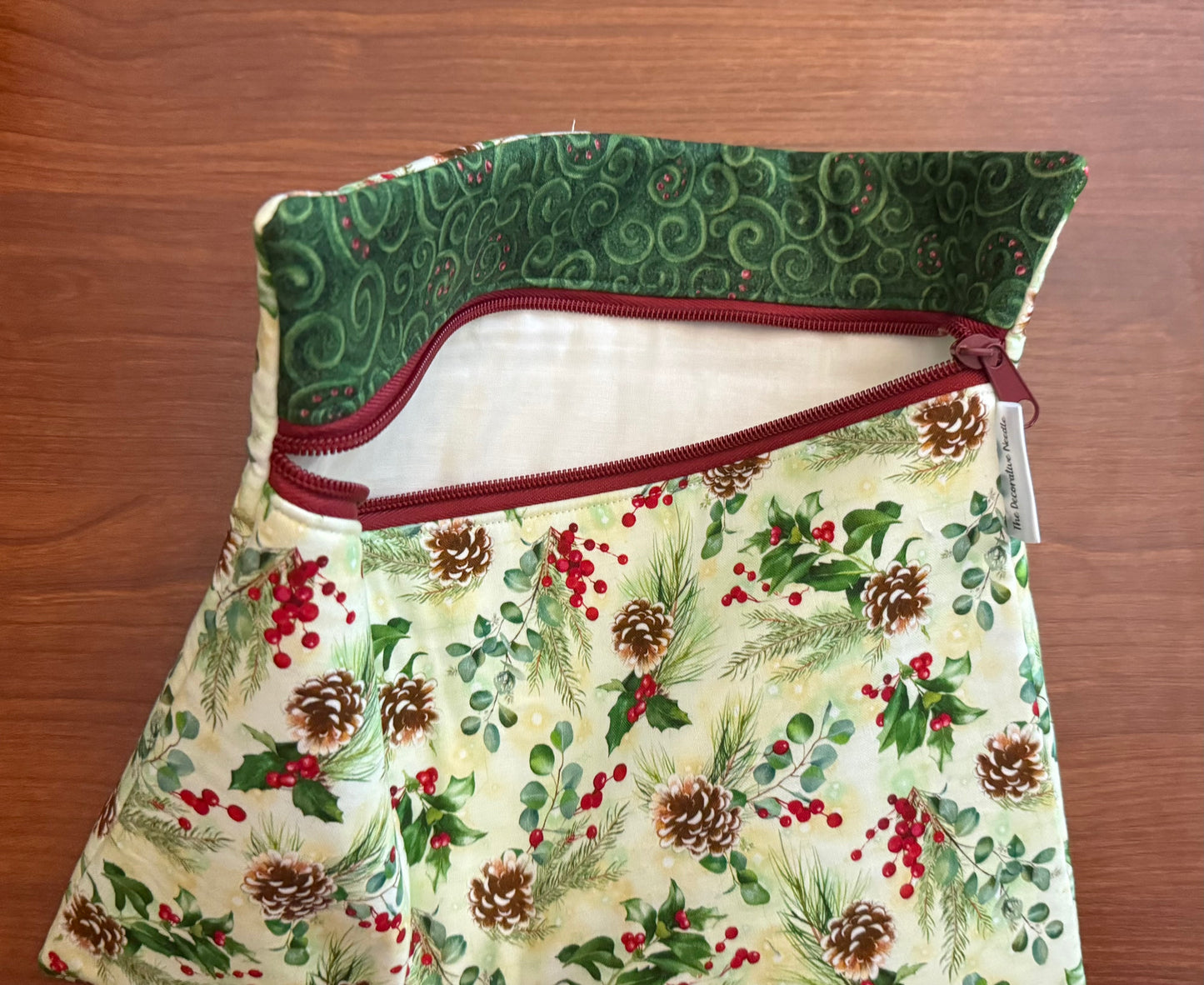 Christmas Greenery Regular project bag for cross stitch & embroidery