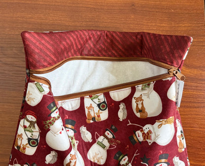 Northern Christmas Snowmen Regular project bag for cross stitch & embroidery featuring fabric by Teresa Kogut