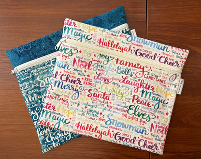 Christmas and Winter Typography Regular project bag for cross stitch & embroidery