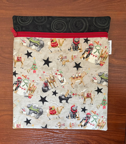 Northern Christmas motifs Large project bag for cross stitch & embroidery featuring fabric by Teresa Kogut