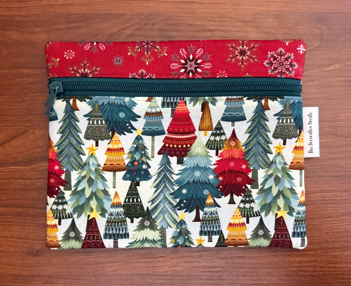 Nordic Holiday Trees Notions bag for cross stitch & embroidery