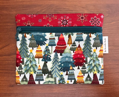 Nordic Holiday Trees Notions bag for cross stitch & embroidery