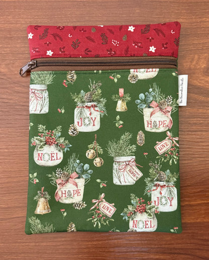 Holiday Spirit Greenery Skinny project bag for cross stitch & embroidery