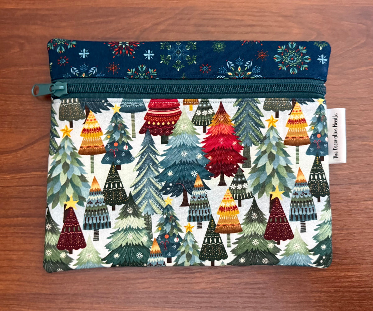 Nordic Holiday Trees Notions bag for cross stitch & embroidery