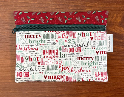Evergreen Wishes Typography Notions bag for cross stitch & embroidery