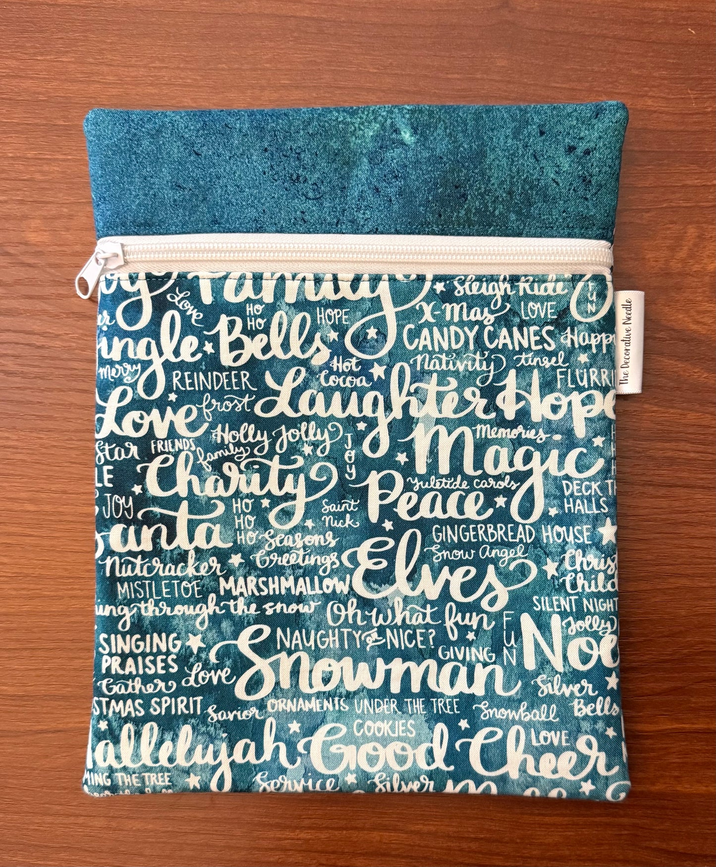 Christmas and Winter Typography Skinny project bag for cross stitch & embroidery