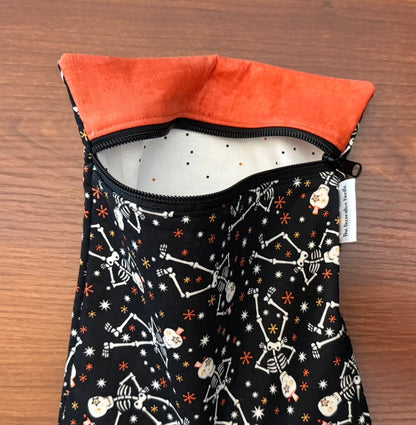 Glow-in-the-dark Skeletons Skinny project bag for cross stitch & embroidery