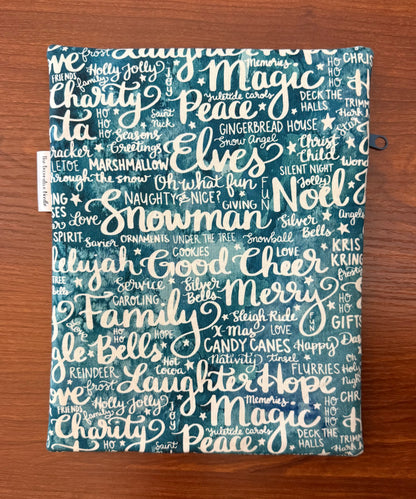 Christmas and Winter Typography Skinny project bag for cross stitch & embroidery