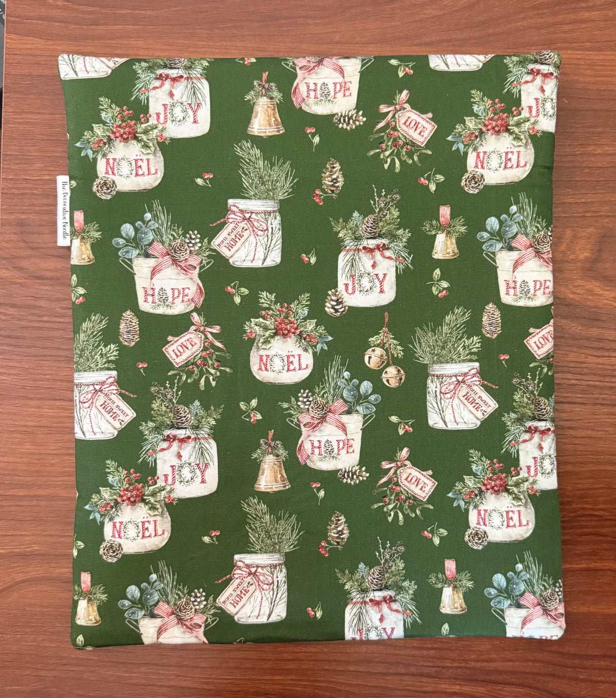 Holiday Spirit Greenery Large project bag for cross stitch & embroidery