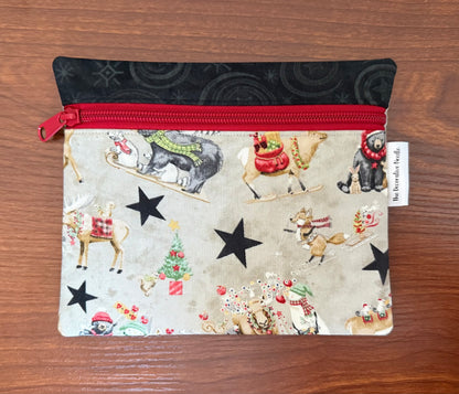 Northern Christmas motifs Notions bag for cross stitch & embroidery featuring fabric by Teresa Kogut