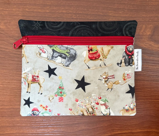 Northern Christmas motifs Notions bag for cross stitch & embroidery featuring fabric by Teresa Kogut