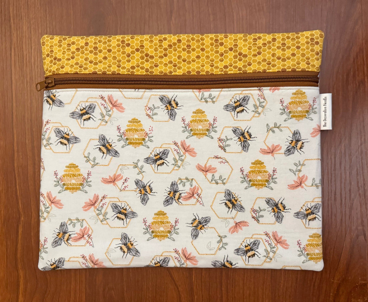 Embroidered Bees print Regular project bag for cross stitch & embroidery