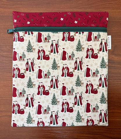Christmas Time Santas Large project bag for cross stitch & embroidery
