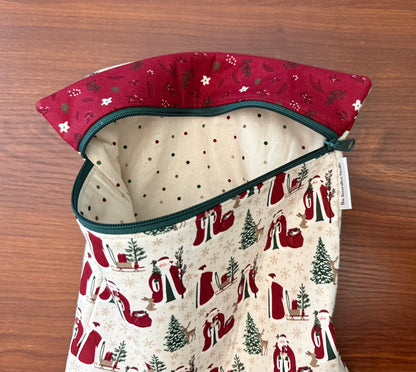 Christmas Time Santas Large project bag for cross stitch & embroidery