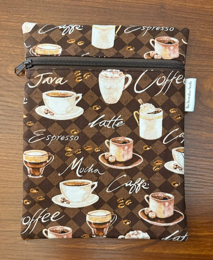 Skinny project bag - Coffee print