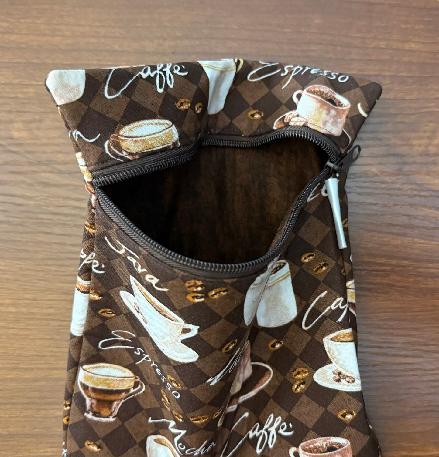 Skinny project bag - Coffee print