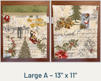 Christmas Collage Large project bag for cross stitch & embroidery