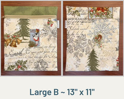 Christmas Collage Large project bag for cross stitch & embroidery