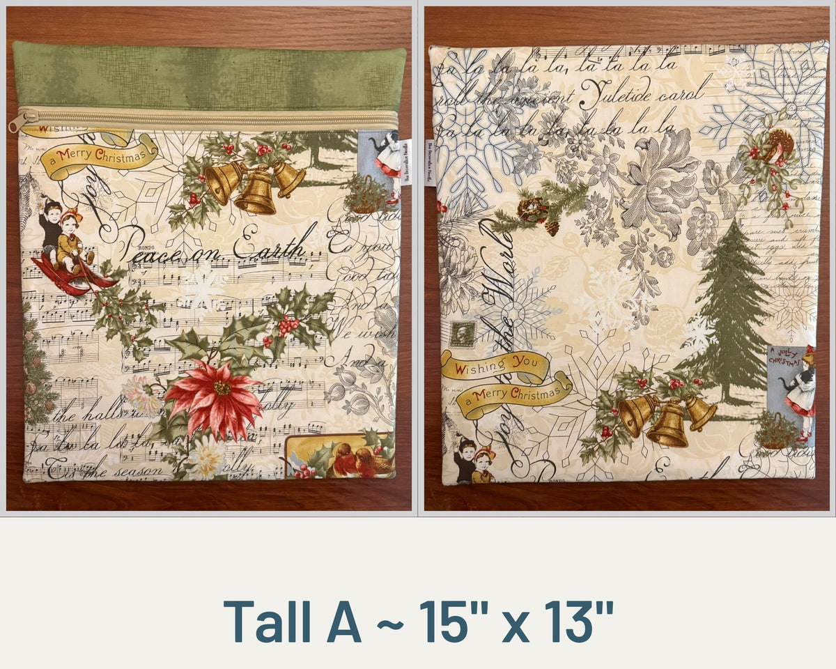 Christmas Collage Tall project bag for cross stitch & embroidery