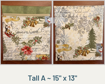 Christmas Collage Tall project bag for cross stitch & embroidery