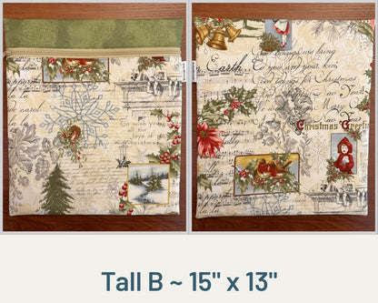 Christmas Collage Tall project bag for cross stitch & embroidery
