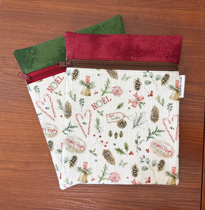 Holiday Spirit Tossed Motifs Skinny project bag for cross stitch & embroidery