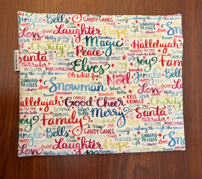 Christmas and Winter Typography Regular project bag for cross stitch & embroidery