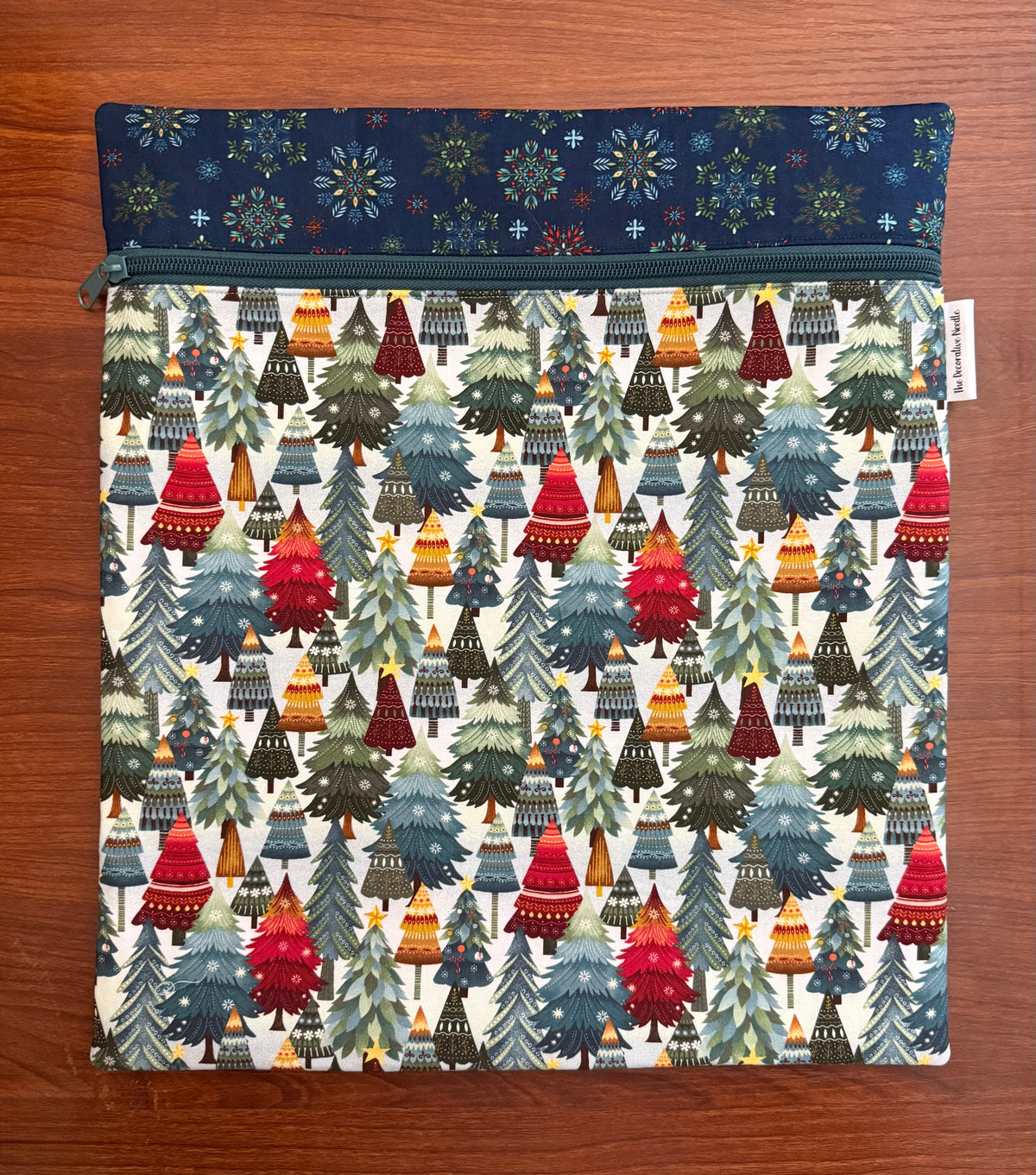 Nordic Holiday Trees Tall project bag for cross stitch & embroidery