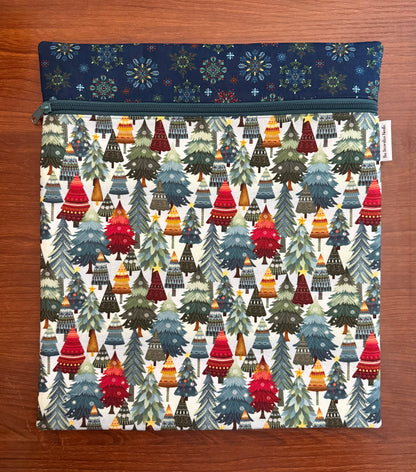Nordic Holiday Trees Tall project bag for cross stitch & embroidery