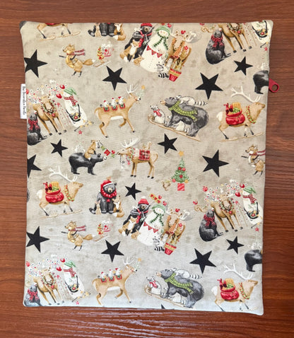 Northern Christmas motifs Large project bag for cross stitch & embroidery featuring fabric by Teresa Kogut