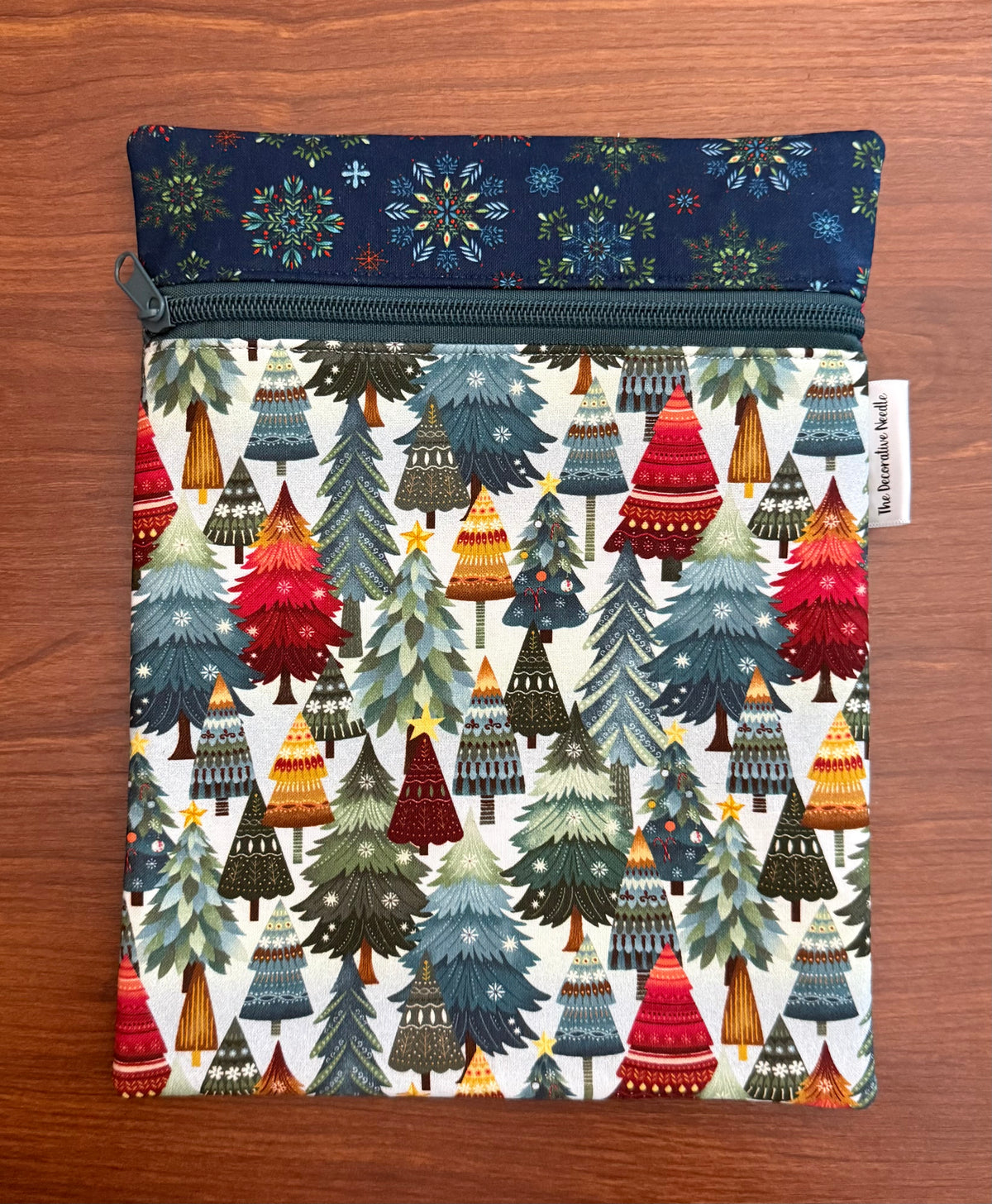 Nordic Holiday Trees Skinny project bag for cross stitch & embroidery