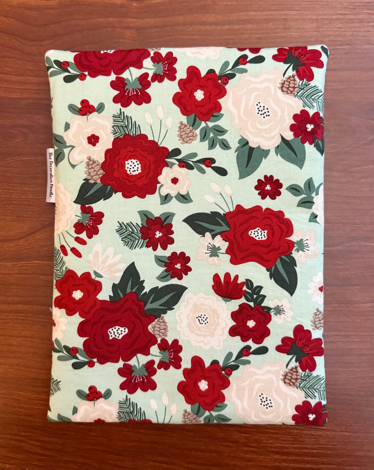 Evergreen Wishes Floral on Mint Skinny project bag for cross stitch & embroidery