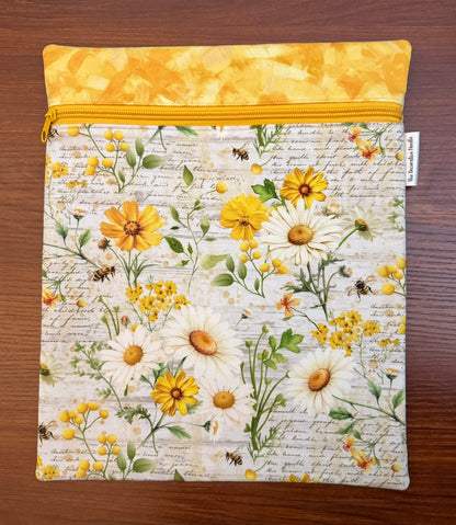 Large project bag - Daisy Floral Collage