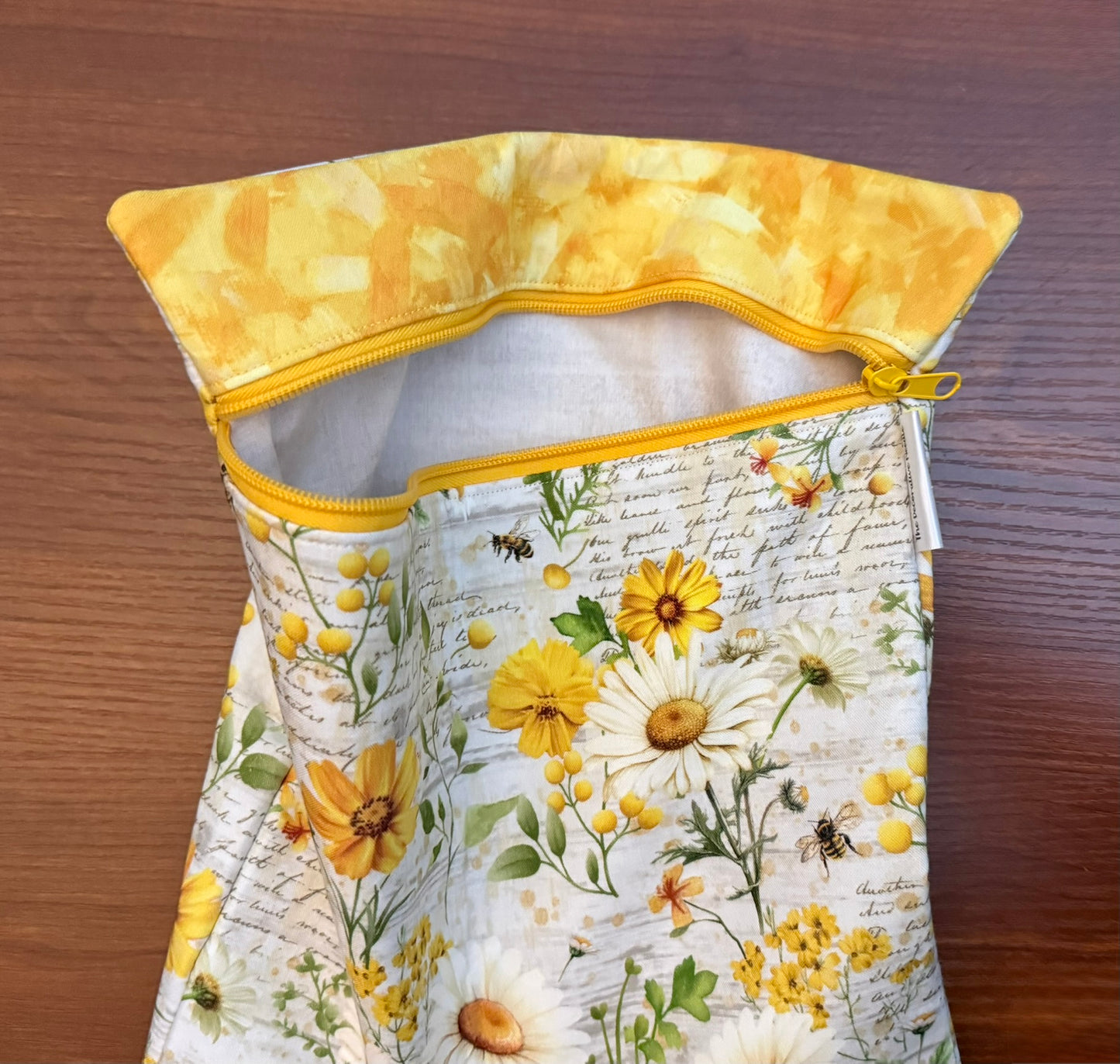 Large project bag - Daisy Floral Collage