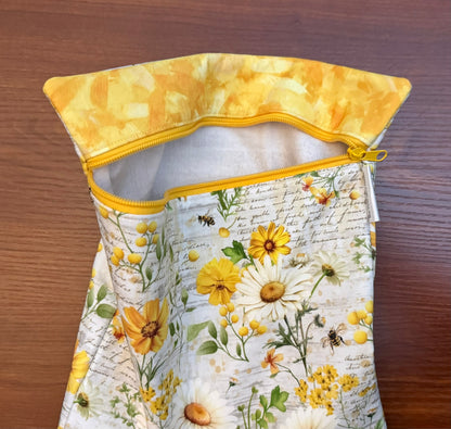 Large project bag - Daisy Floral Collage
