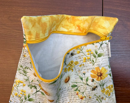 Regular project bag - Daisy Floral Collage