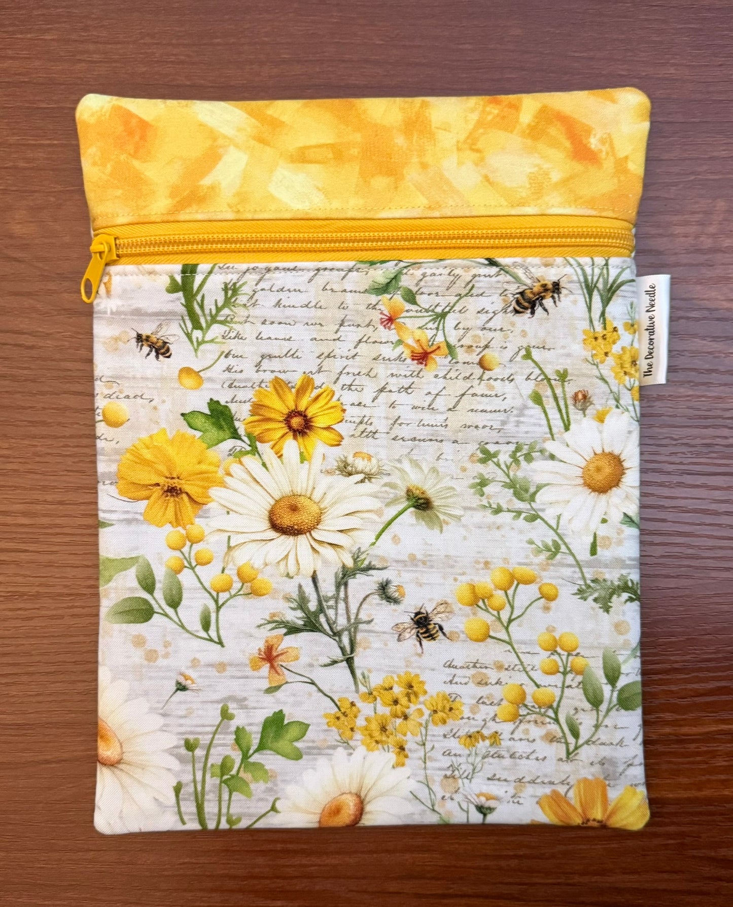 Skinny project bag - Daisy Floral Collage