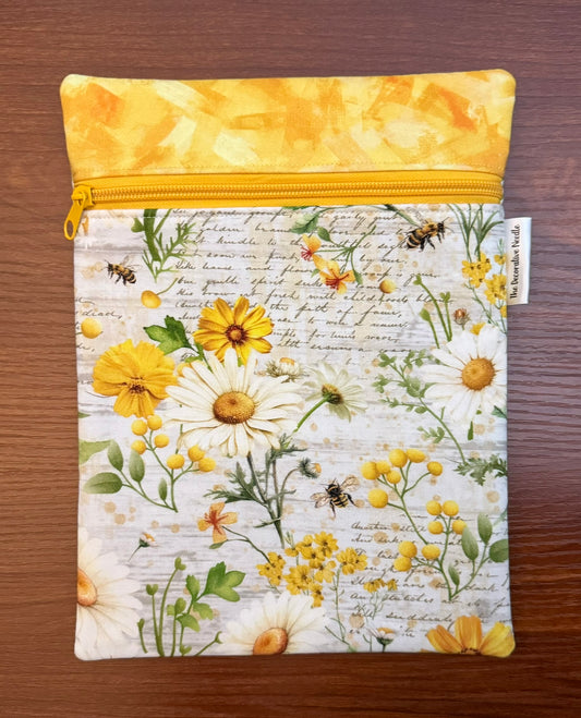 Skinny project bag - Daisy Floral Collage