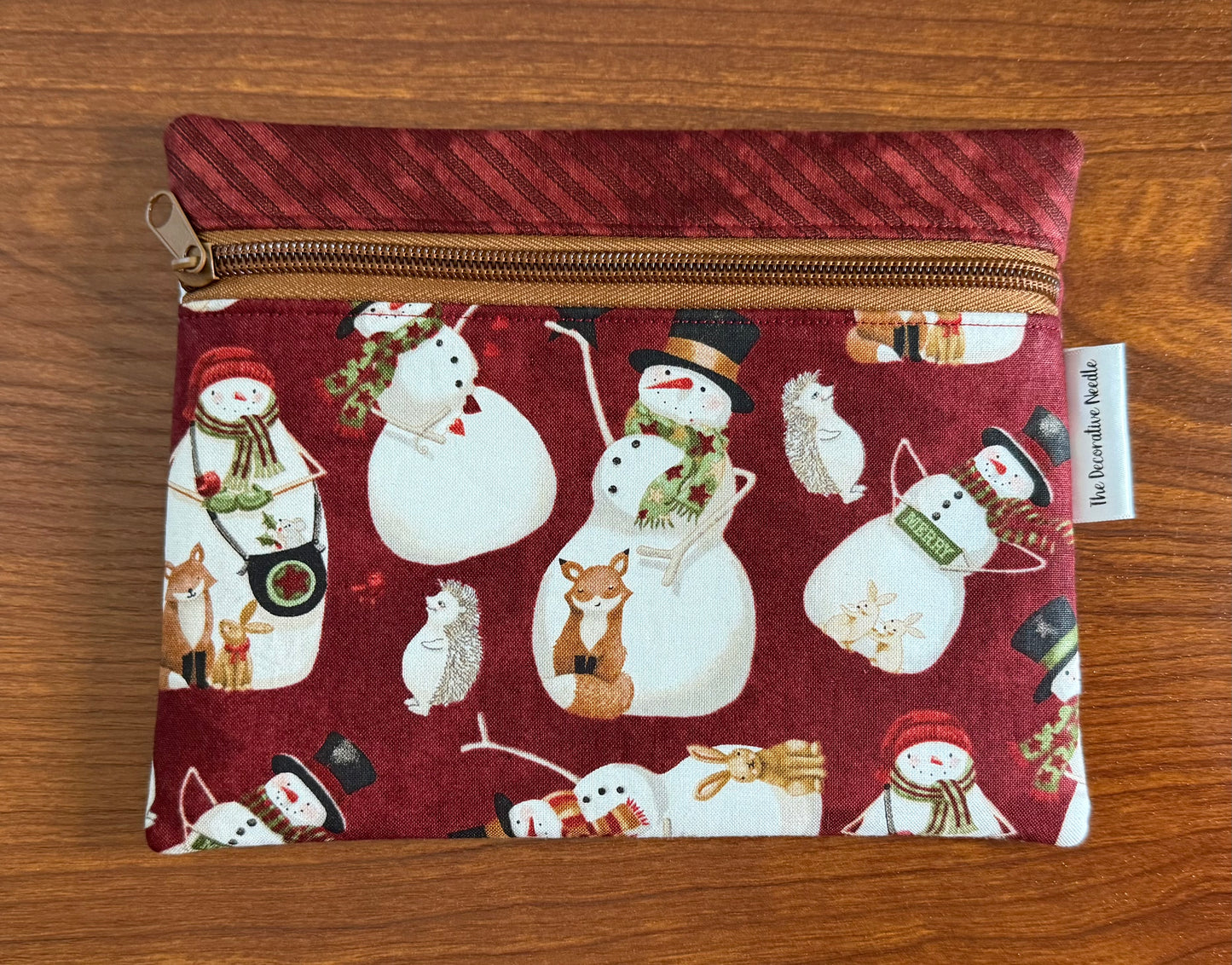 Northern Christmas Snowmen Notions bag for cross stitch & embroidery featuring fabric by Teresa Kogut