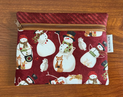 Northern Christmas Snowmen Notions bag for cross stitch & embroidery featuring fabric by Teresa Kogut