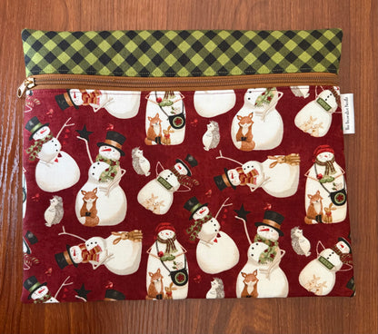 Northern Christmas Snowmen Regular project bag for cross stitch & embroidery featuring fabric by Teresa Kogut