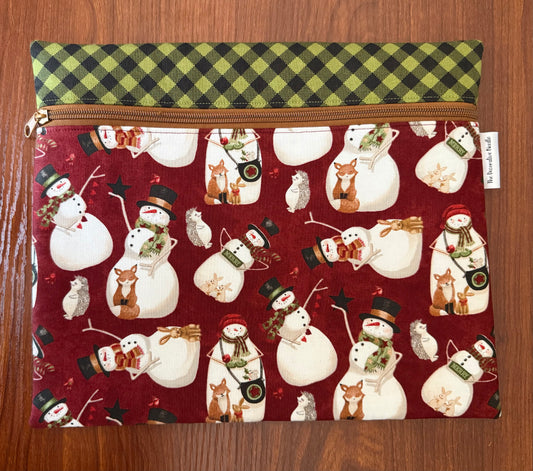 Northern Christmas Snowmen Regular project bag for cross stitch & embroidery featuring fabric by Teresa Kogut