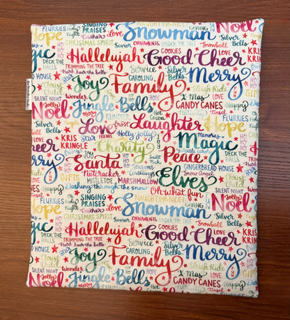 Christmas and Winter Typography Large project bag for cross stitch & embroidery